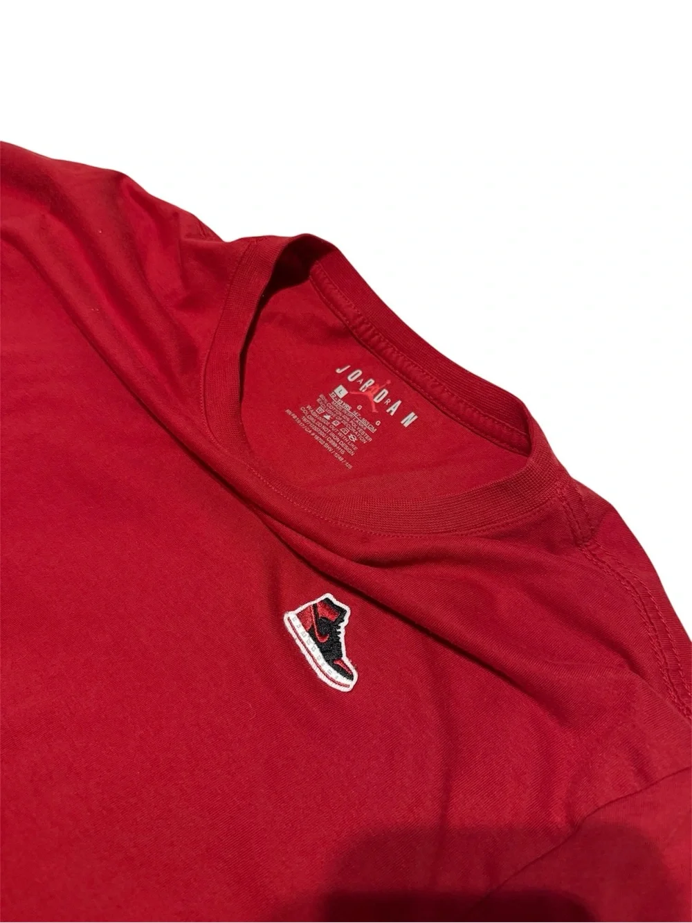 Youth Large AJ1 Jordan Red Short Sleeve Tee with Jumpman Patch